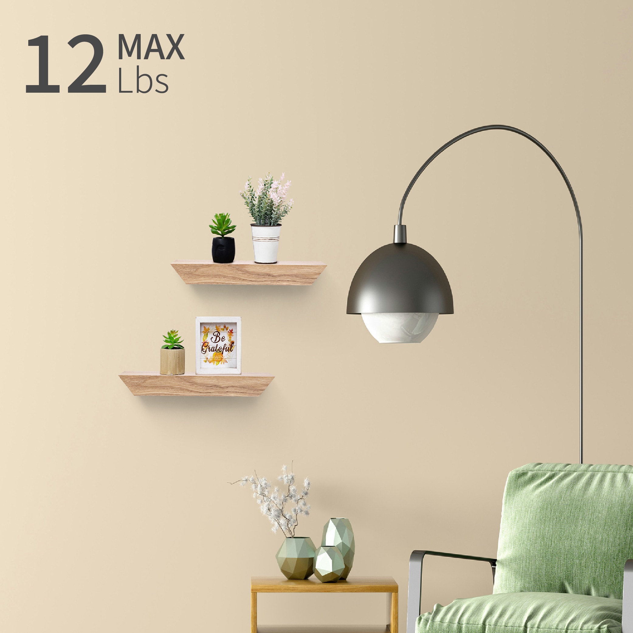 Floating Shelves 11.81" Wall Mounted Wood Shelves For Bathroom, Bedroom, Living Room, Kitchen, Hanging Shelf For Books/Storage/Decor With Invisible Brackets, Maple_voghion.com